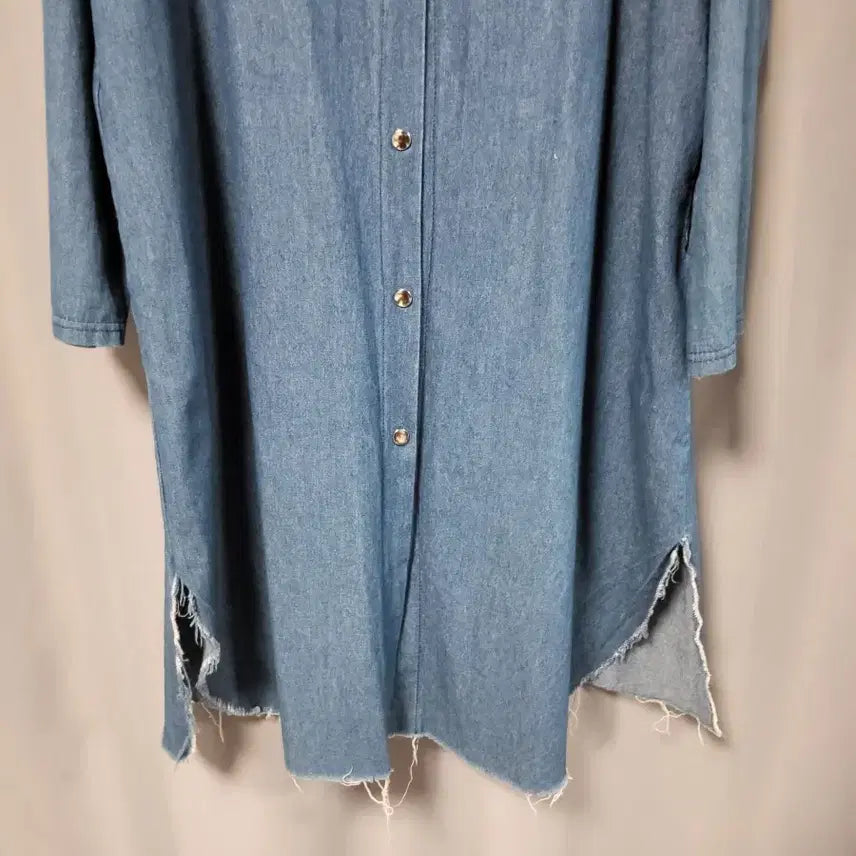 [BUNJANG] Heji Denim Long Shirt / 헤지 데님 롱셔츠