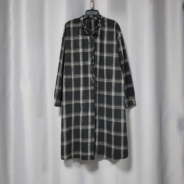 [BUNJANG] Checkered Long Shirt Dress / 체크 롱 셔츠 원피스( 얇음)