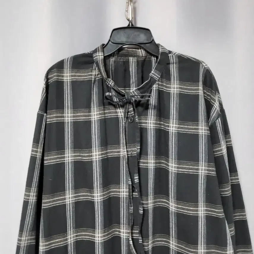 [BUNJANG] Checkered Long Shirt Dress / 체크 롱 셔츠 원피스( 얇음)