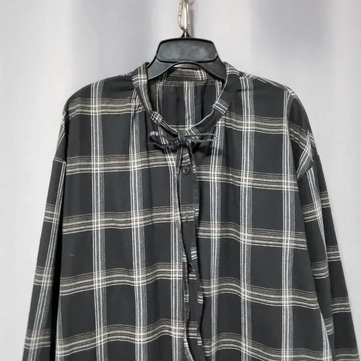 [BUNJANG] Checkered Long Shirt Dress / 체크 롱 셔츠 원피스( 얇음)