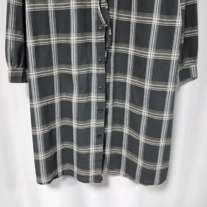 [BUNJANG] Checkered Long Shirt Dress / 체크 롱 셔츠 원피스( 얇음)