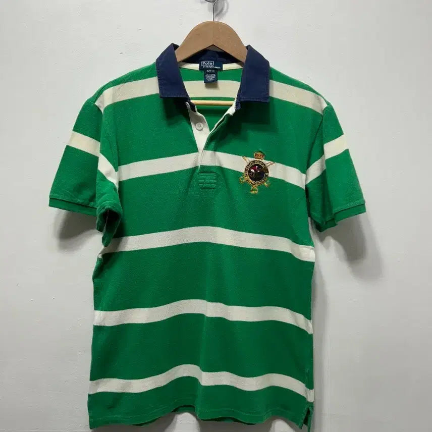 [BUNJANG] Polo Ralph Lauren Green Striped Polo Shirt / 폴로 랄프로렌 녹색 스트라이프 반팔 카라티 18/20 XL