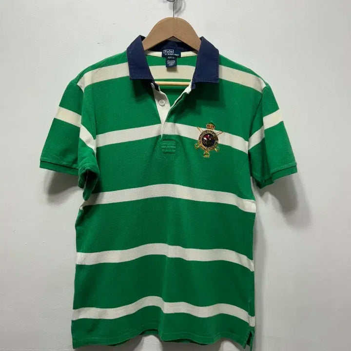 [BUNJANG] Polo Ralph Lauren Green Striped Polo Shirt / 폴로 랄프로렌 녹색 스트라이프 반팔 카라티 18/20 XL