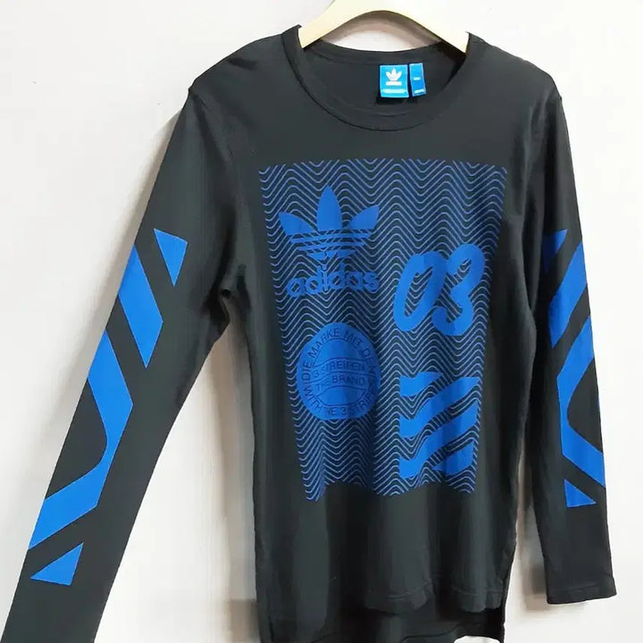 [BUNJANG] Adidas Long Sleeve T-Shirt / 아디다스 블랙/블루 긴팔 티셔츠 90