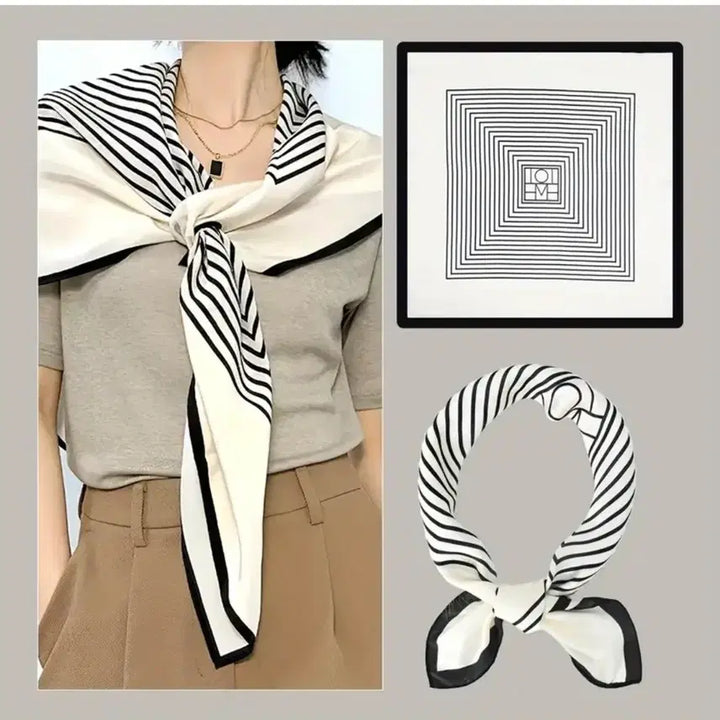 [SOLD OUT] 아이보리 블랙 스트라이프 스카프(새상품)