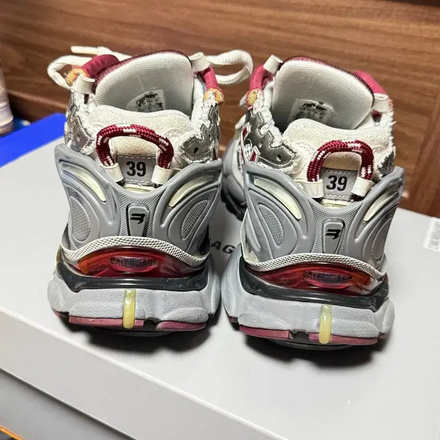 [BUNJANG] Balenciaga New Runner Sneakers (Size 39) - Grey/Burgundy / 발렌시아가 뉴러너 39 그레이 버건디