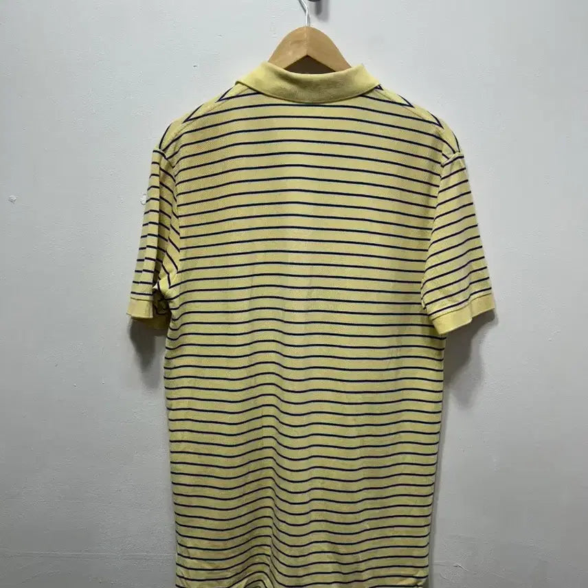 [BUNJANG] Polo Ralph Lauren Yellow Stripe Polo Shirt M / 폴로 랄프로렌 옐로우 스트라이프 반팔 카라티 M