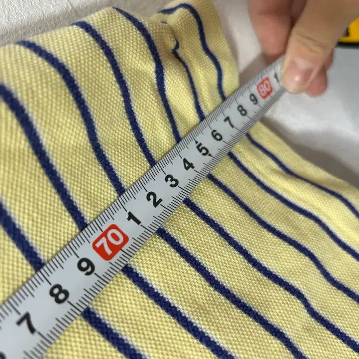 [BUNJANG] Polo Ralph Lauren Yellow Stripe Polo Shirt M / 폴로 랄프로렌 옐로우 스트라이프 반팔 카라티 M