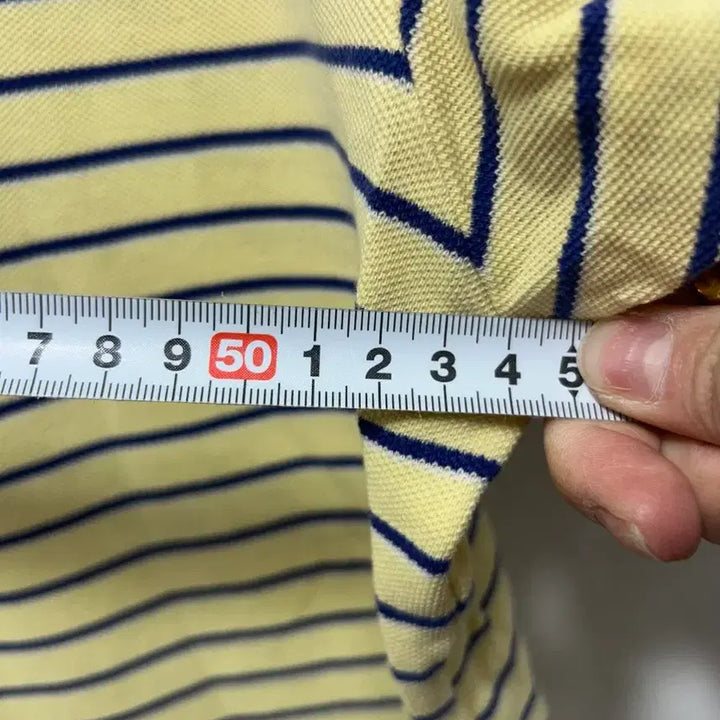 [BUNJANG] Polo Ralph Lauren Yellow Stripe Polo Shirt M / 폴로 랄프로렌 옐로우 스트라이프 반팔 카라티 M