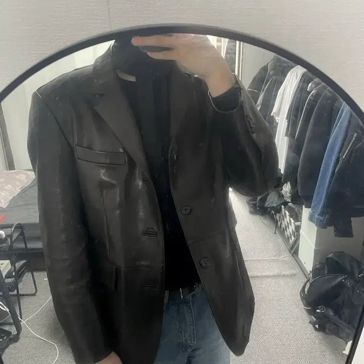 [BUNJANG] 토니웩 배지터블 램 레더 블레이저 / 토니웩 배지터블 램 레더 블레이저