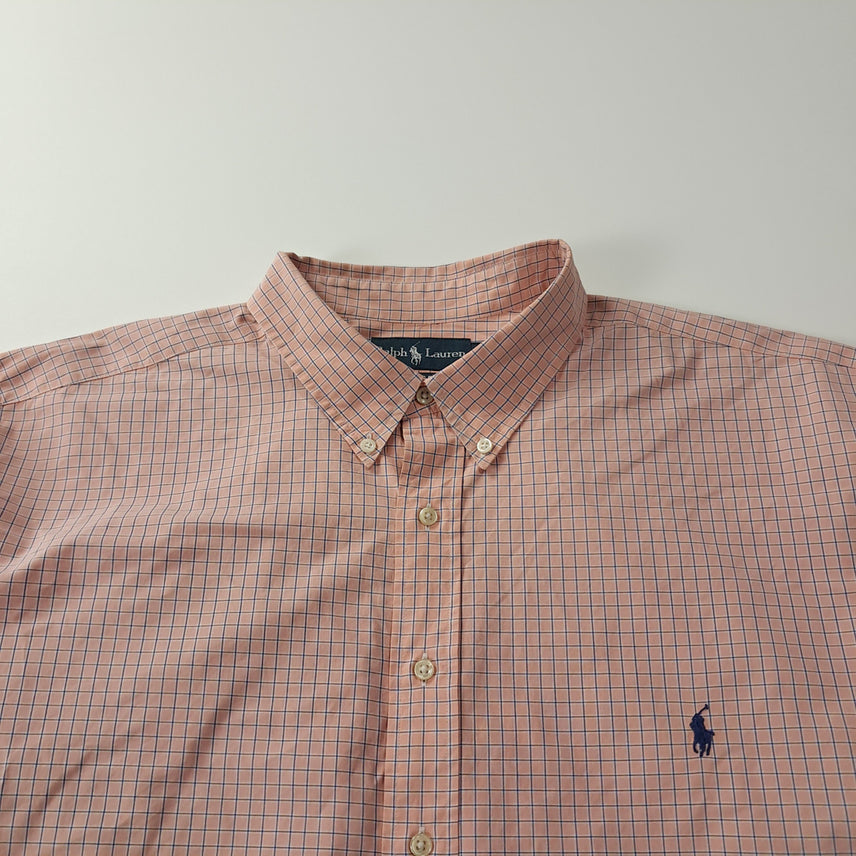 [SOLD OUT] CK336 3XB 폴로 00s 오렌지피치 윈도우페인 체크 셔츠 남방