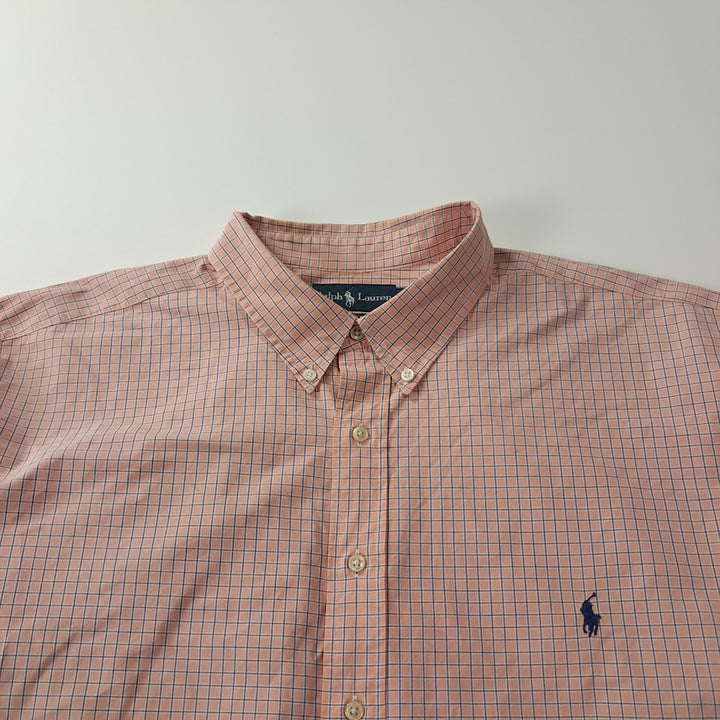 [SOLD OUT] CK336 3XB 폴로 00s 오렌지피치 윈도우페인 체크 셔츠 남방
