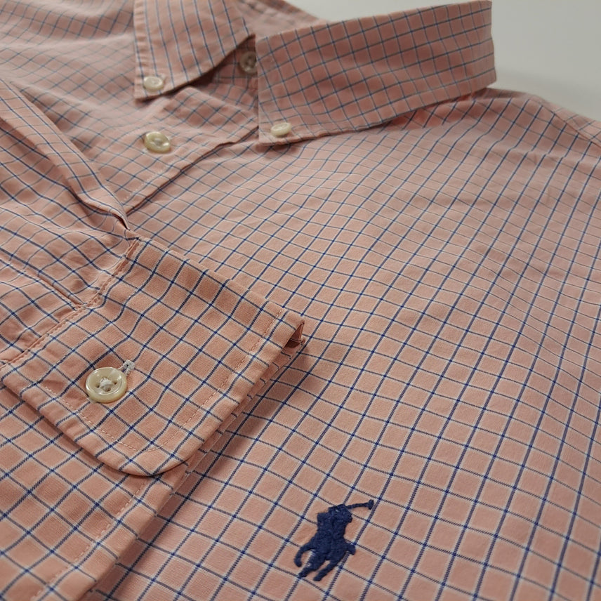 [SOLD OUT] CK336 3XB 폴로 00s 오렌지피치 윈도우페인 체크 셔츠 남방