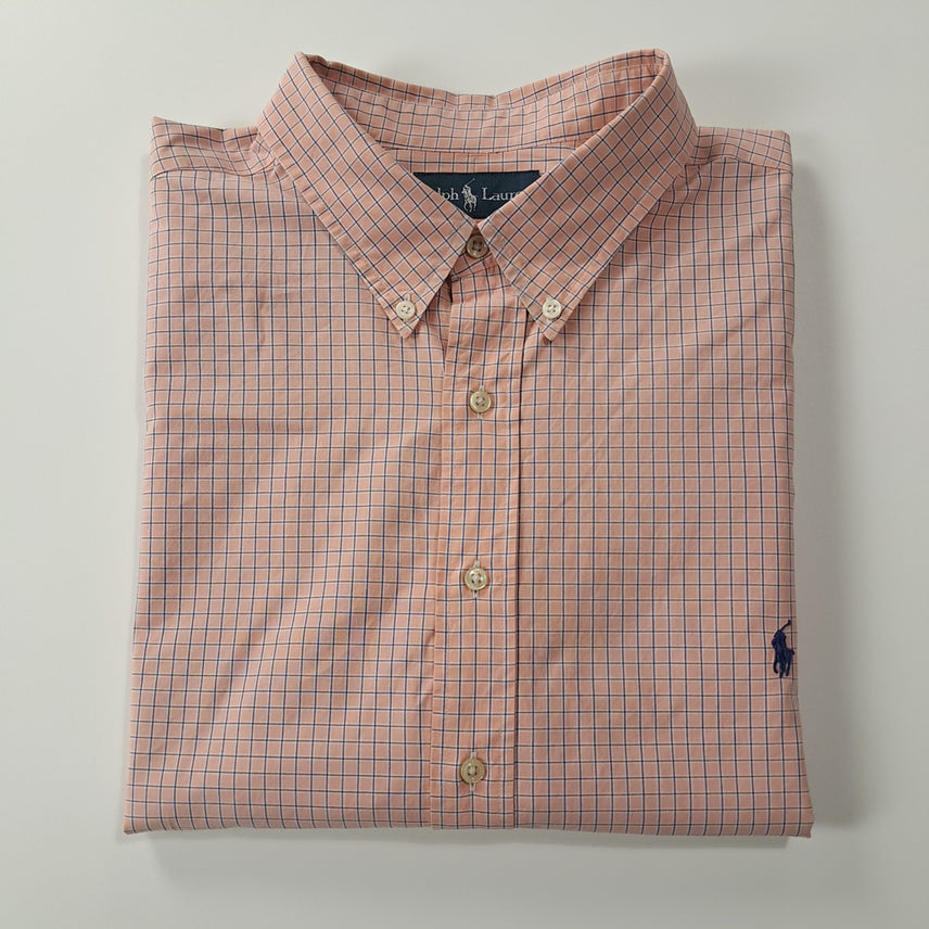 [SOLD OUT] CK336 3XB 폴로 00s 오렌지피치 윈도우페인 체크 셔츠 남방
