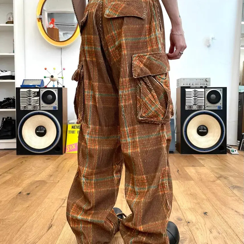 [BUNJANG] ERL Check Corduroy Cargo Pants / [L] ERL 체크 코듀로이 카고 팬츠