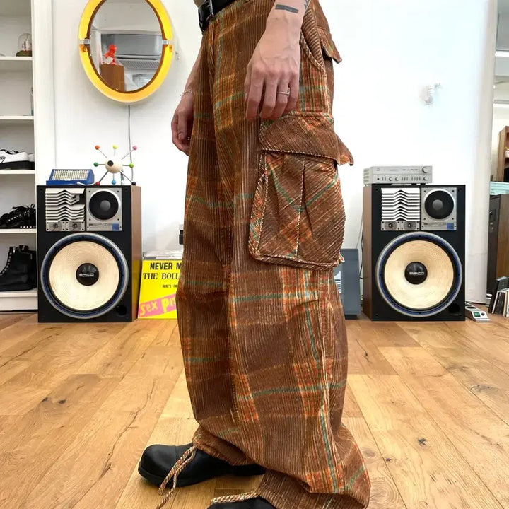 [BUNJANG] ERL Check Corduroy Cargo Pants / [L] ERL 체크 코듀로이 카고 팬츠