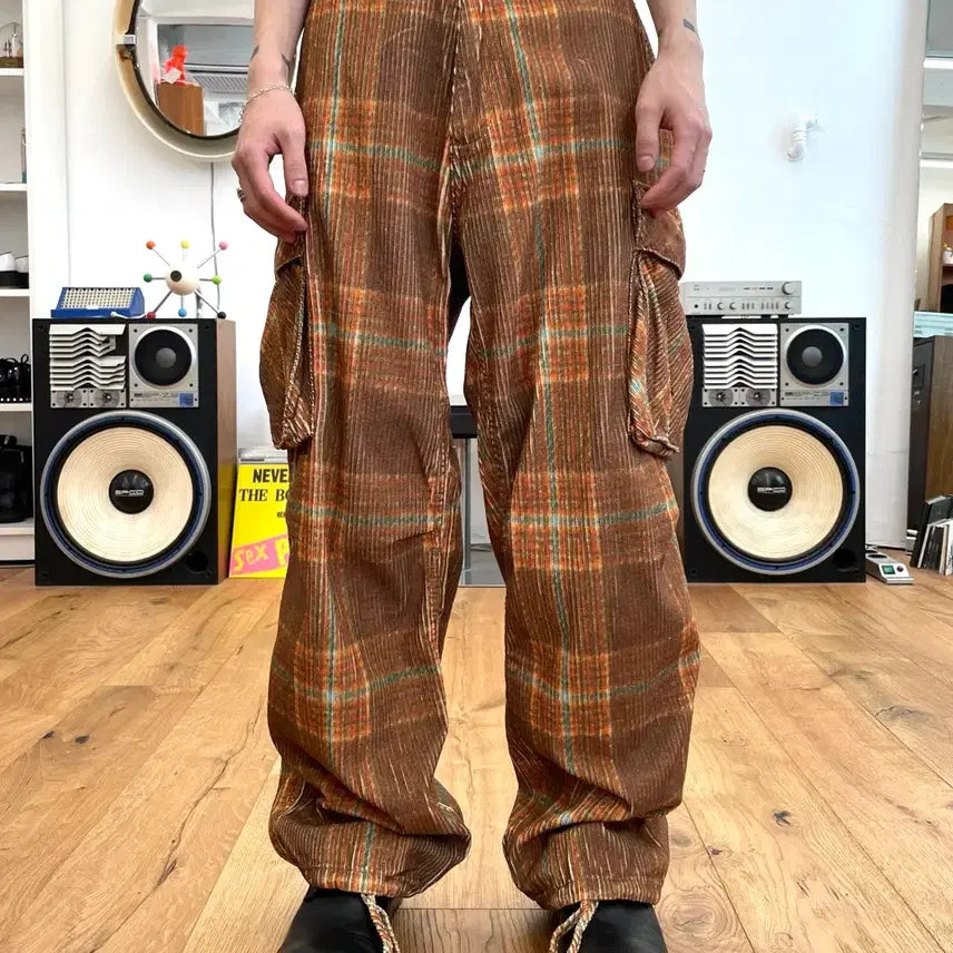 [BUNJANG] ERL Check Corduroy Cargo Pants / [L] ERL 체크 코듀로이 카고 팬츠
