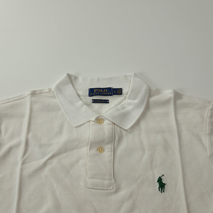 [BUNJANG] Polo Ralph Lauren Custom Slim Fit White Polo Shirt / CK338 L 폴로 커스텀슬림핏 화이트 칼라 티셔츠