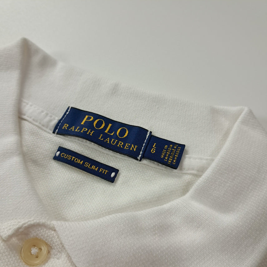 [BUNJANG] Polo Ralph Lauren Custom Slim Fit White Polo Shirt / CK338 L 폴로 커스텀슬림핏 화이트 칼라 티셔츠