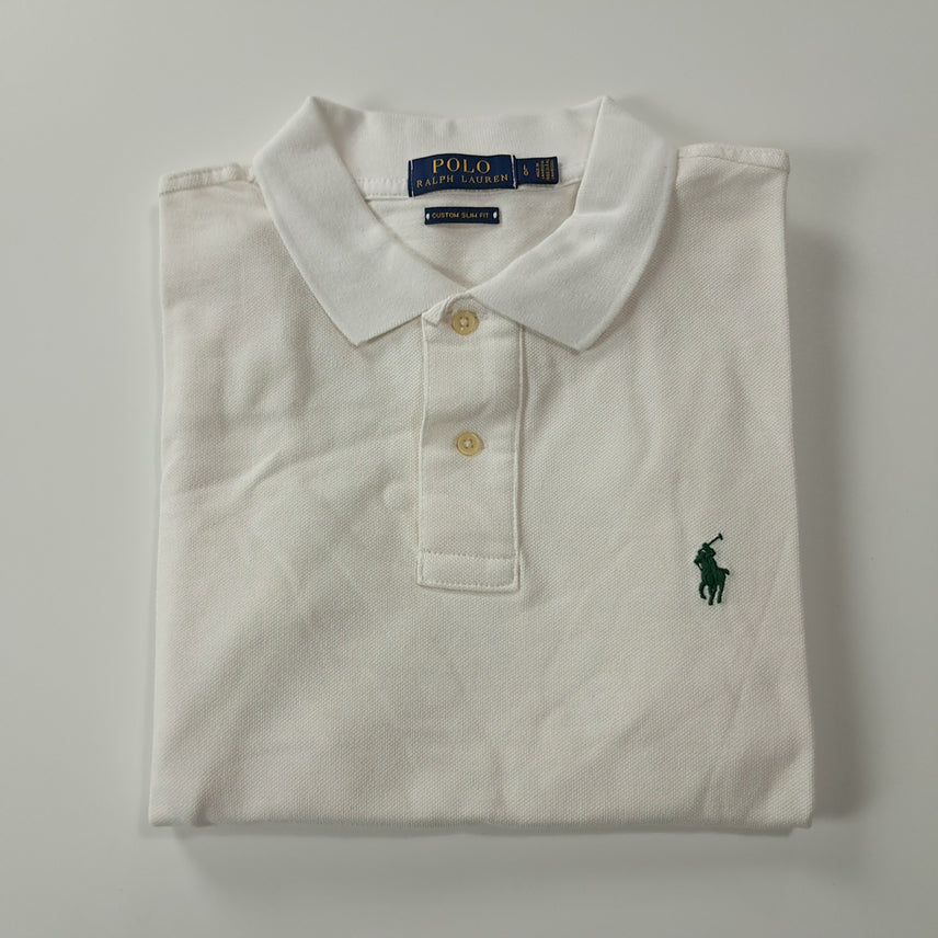 [BUNJANG] Polo Ralph Lauren Custom Slim Fit White Polo Shirt / CK338 L 폴로 커스텀슬림핏 화이트 칼라 티셔츠