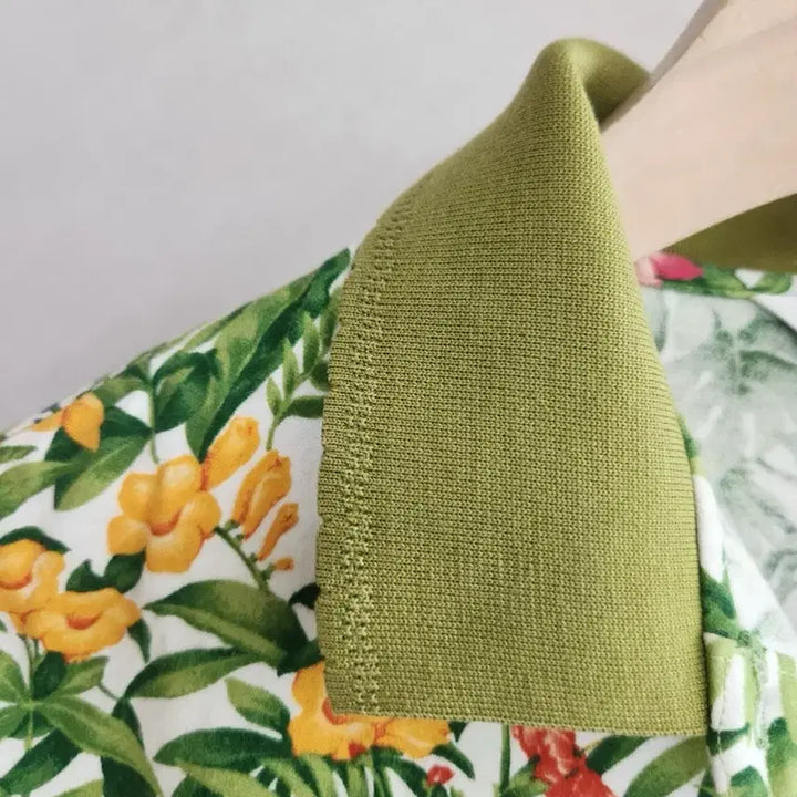 [BUNJANG] Superior Flower Pattern Short Sleeve Polo Shirt / 슈페리어 플라워 패턴 반팔 카라 티셔츠