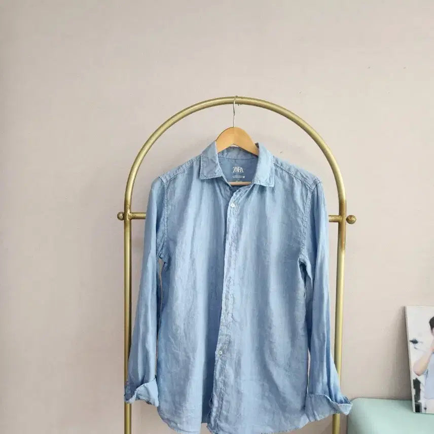 [SOLD OUT] 자라 린넨 셔츠 하늘색 남방