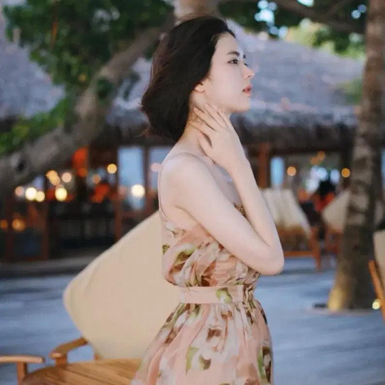 [BUNJANG] Amelie Milk Cocoa Draping Flower Dress / amelie 밀크코코아 자체제작 아멜리에 드레이핑 플라워 드레스 원피스