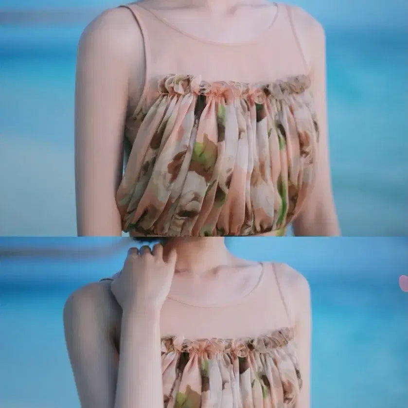 [BUNJANG] Amelie Milk Cocoa Draping Flower Dress / amelie 밀크코코아 자체제작 아멜리에 드레이핑 플라워 드레스 원피스