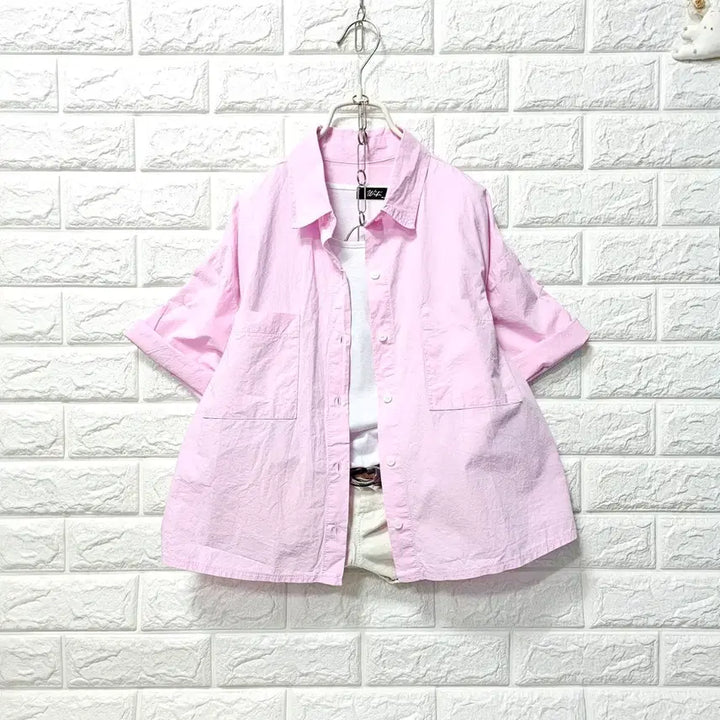 [BUNJANG] Pink Short Sleeve Shirt / 핑크 남방