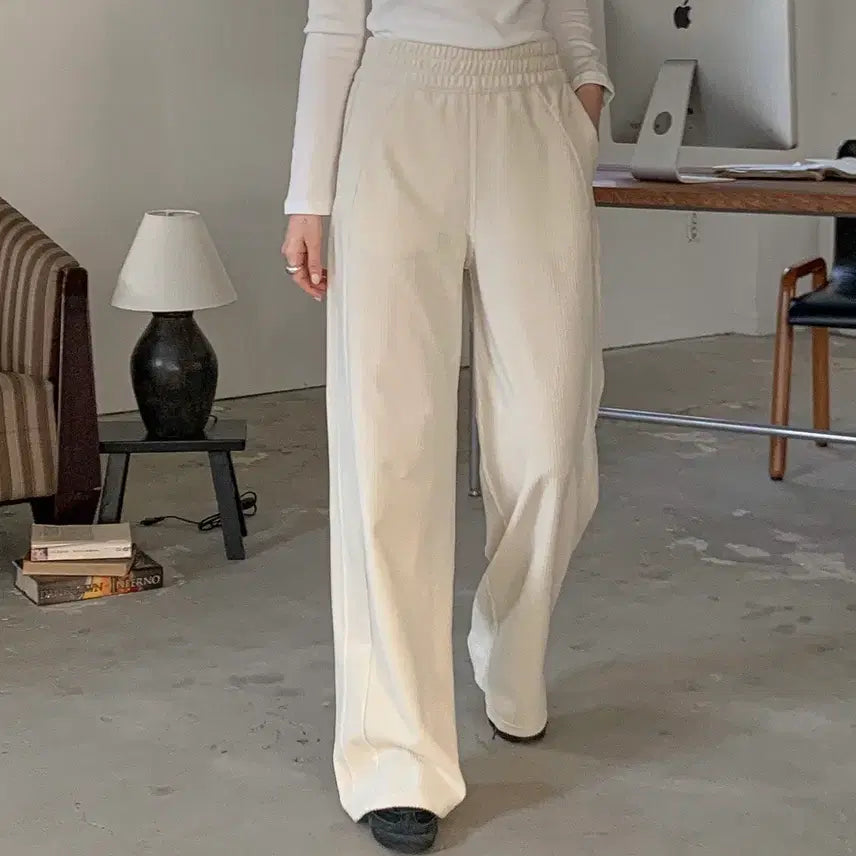 [SOLD OUT] 코듀로이 와이드 밴딩 팬츠 아이보리