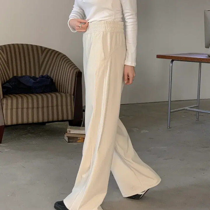 [SOLD OUT] 코듀로이 와이드 밴딩 팬츠 아이보리