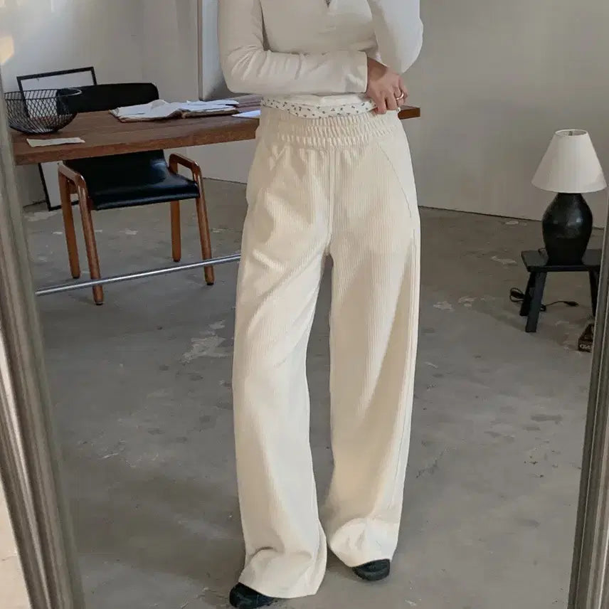 [SOLD OUT] 코듀로이 와이드 밴딩 팬츠 아이보리