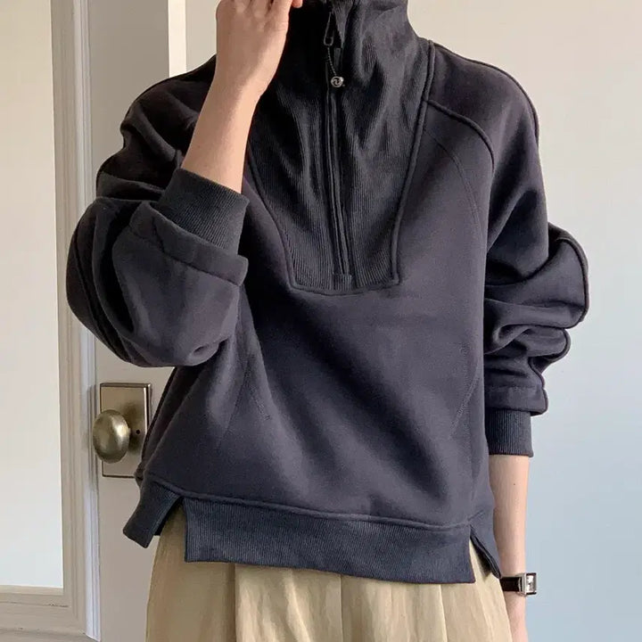 [SOLD OUT] 다크 그레이 하프집업 맨투맨