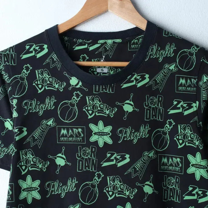 [BUNJANG] Jordan Pattern T-Shirt Green Old School / (S) 조던 반팔 티셔츠 패턴 그린 올드스쿨-184FD