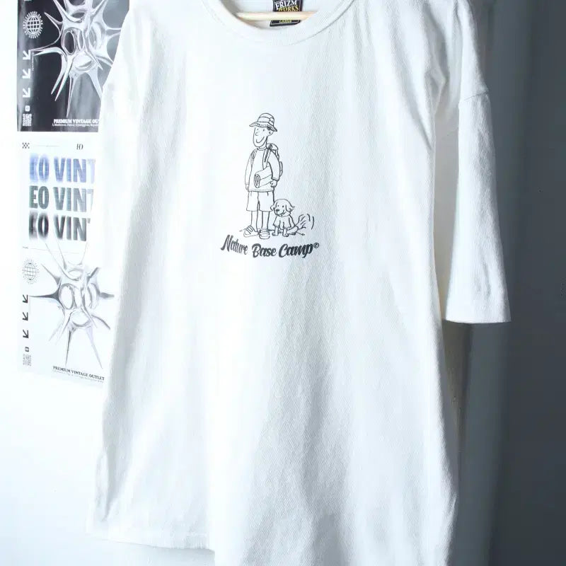 [BUNJANG] Prizmworks Camping T-Shirt White (L-XL) / (L-XL) 프리즘웍스 반팔 티셔츠 캠핑 화이트 아메카지-1852C