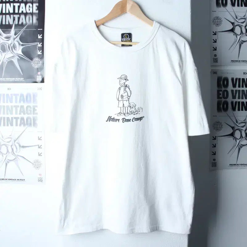 [BUNJANG] Prizmworks Camping T-Shirt White (L-XL) / (L-XL) 프리즘웍스 반팔 티셔츠 캠핑 화이트 아메카지-1852C
