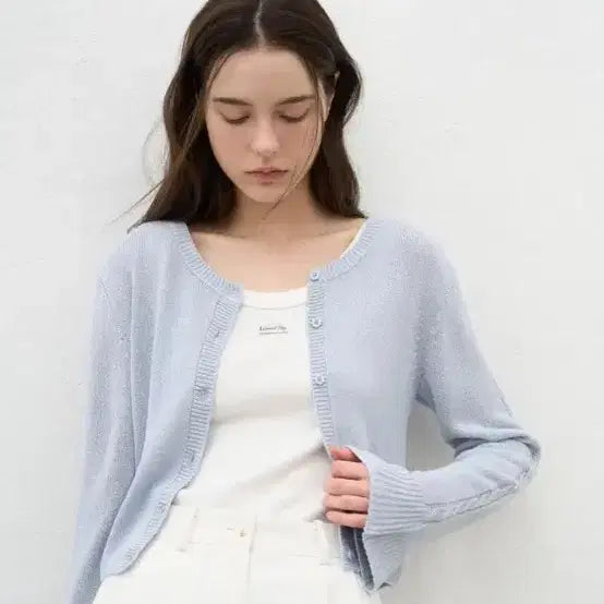[BUNJANG] ForUOn Riel Cardigan (Cloud Blue, S) / 포유온 리엘 가디건