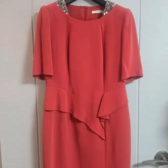 [BUNJANG] MOJO.S.PHINE New York Orange Coral Peplum Dress / MOJO.S.PHINE 뉴욕  오렌지 코랄 원피스