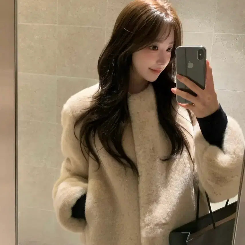 [BUNJANG] Plant Shop Annie Fur Jacket (Beige) / [택포] 플랜트샵 annie 퍼 자켓 (베이지)