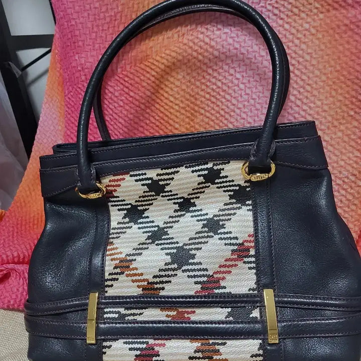 [BUNJANG] Daks Houndstooth Tote Bag Black / 닥스 하운즈투스 토트백 블랙