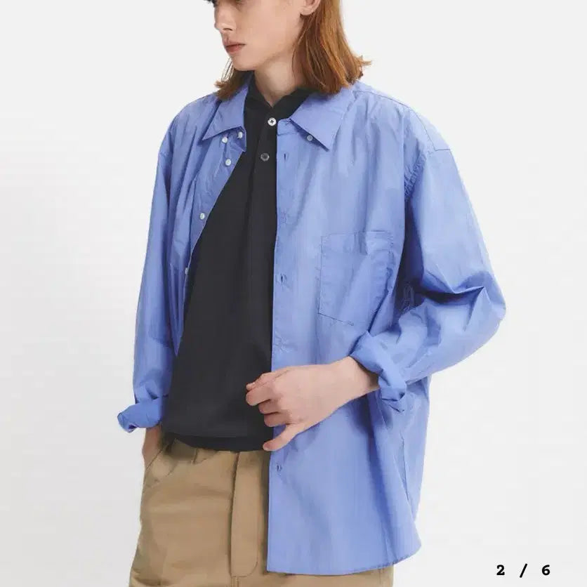 [BUNJANG] EASTLOGUE PERMANENT B.D Comfortable Shirt Sax / [XL] 이스트로그 퍼머넌트 BD 컴포터블 셔츠 삭스