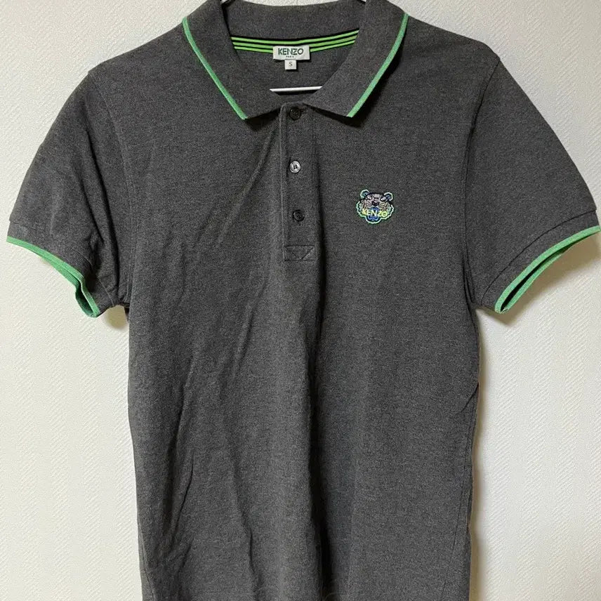 [BUNJANG] Kenzo Tiger Logo Polo Shirt - Grey/Mint (Size S) / 겐조 타이거 반팔 pk 카라티 s