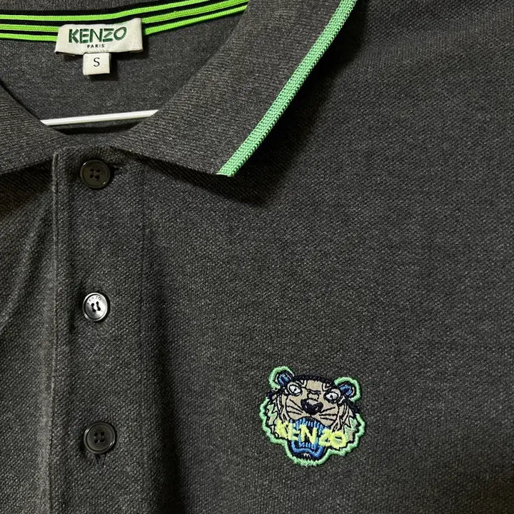 [BUNJANG] Kenzo Tiger Logo Polo Shirt - Grey/Mint (Size S) / 겐조 타이거 반팔 pk 카라티 s
