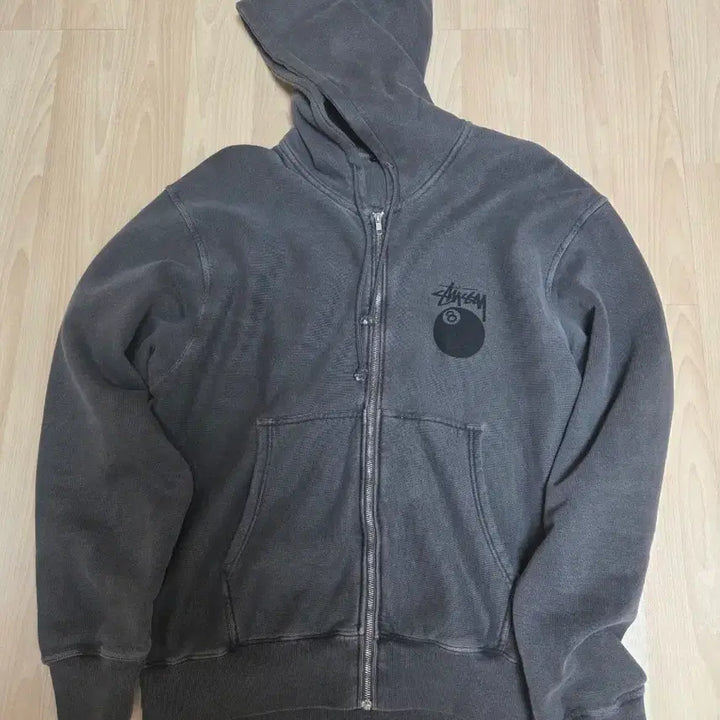 [SOLD OUT] 스투시 8볼 피그먼트 다이드 집 후드 블랙