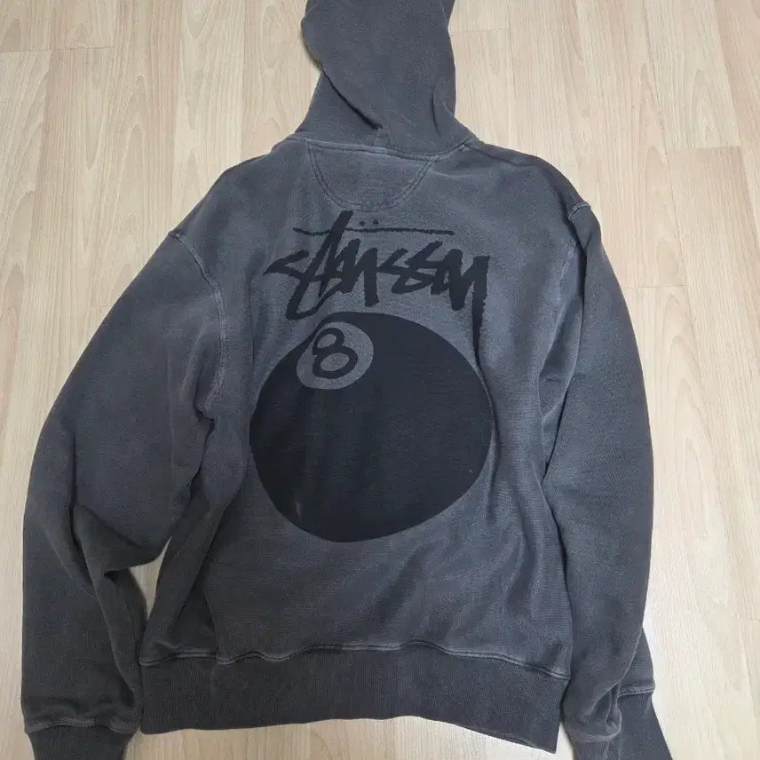 [SOLD OUT] 스투시 8볼 피그먼트 다이드 집 후드 블랙