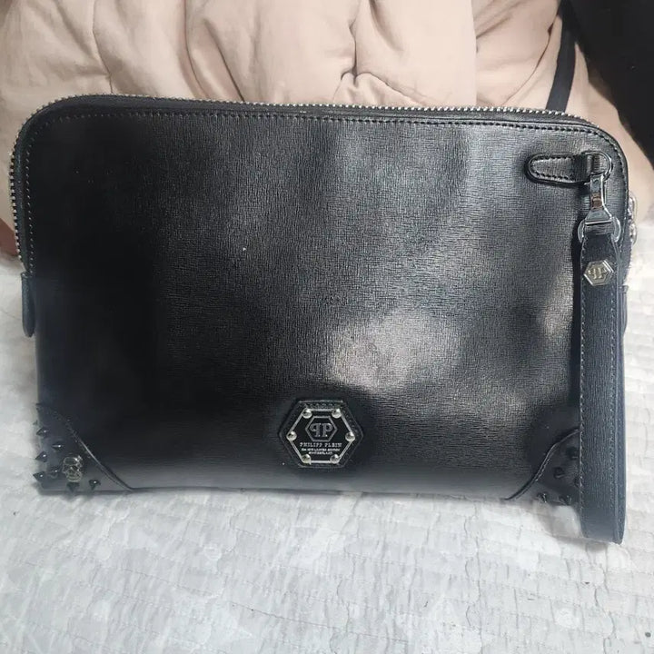 [BUNJANG] Philipp Plein Black Leather Skull Clutch Bag 32x24 / 필립플레인 블랙 레더 클러치 백 32x24