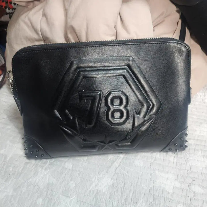 [BUNJANG] Philipp Plein Black Leather Skull Clutch Bag 32x24 / 필립플레인 블랙 레더 클러치 백 32x24