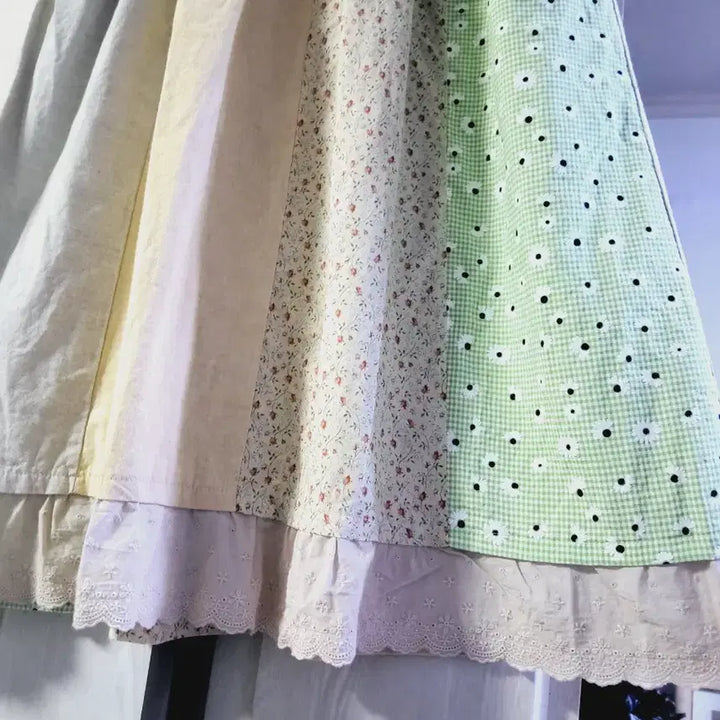 [BUNJANG] Lace Patchwork Long Skirt / 레이스  패치워크 롱 스커트