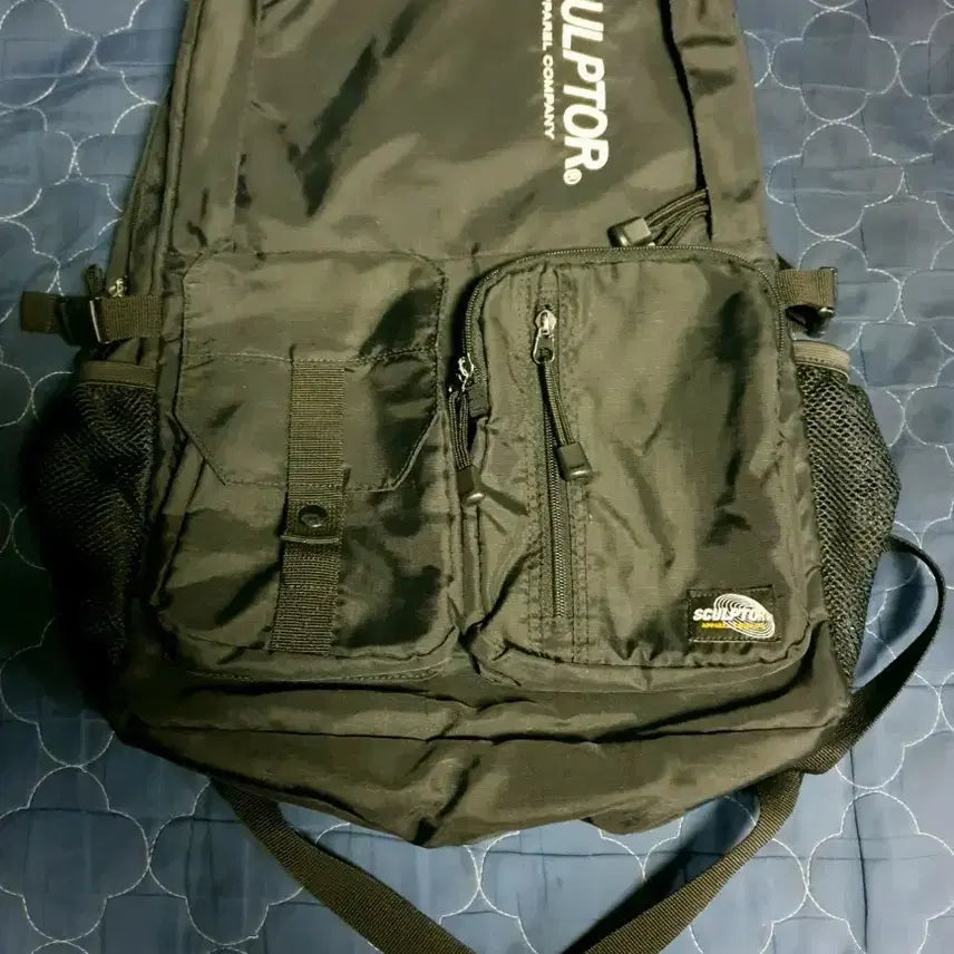[BUNJANG] Sculptor Multi Double Pocket Nylon Backpack Black / (단종매물) 스컬프터 멀티 더블포켓 나일론 스트릿 백팩 블랙
