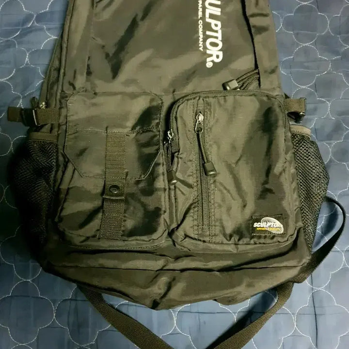 [BUNJANG] Sculptor Multi Double Pocket Nylon Backpack Black / (단종매물) 스컬프터 멀티 더블포켓 나일론 스트릿 백팩 블랙